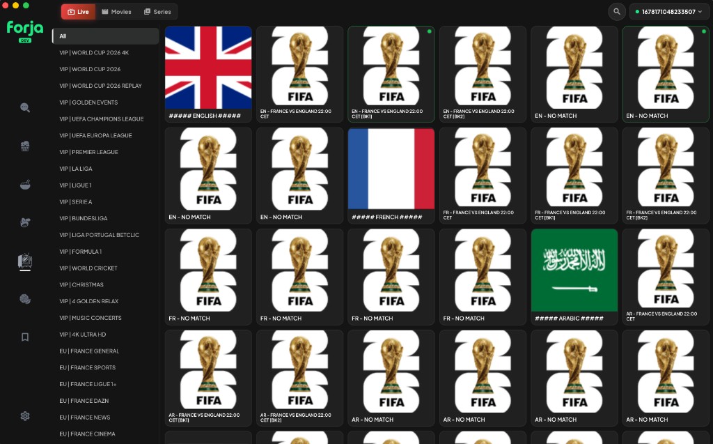 Forja IPTV - live channels and categories